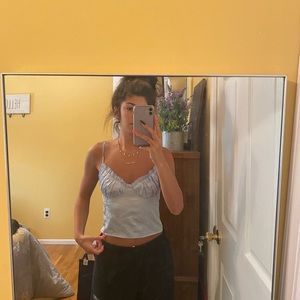 Blue floral silk tank PacSun